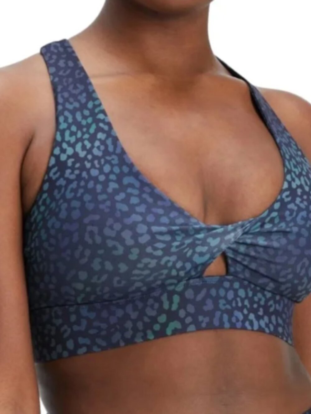 Fabletics Oasis Twist Sports Bra S in Heatmap Leopard